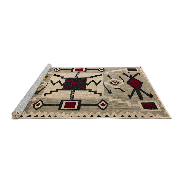 Sideview of Machine Washable Abstract Coffee Brown Rug, wshabs5214