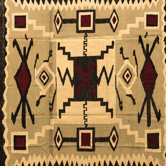 Square Machine Washable Southwestern Brown Country Rug, wshabs5214brn