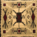 Square Machine Washable Southwestern Brown Country Rug, wshabs5214brn