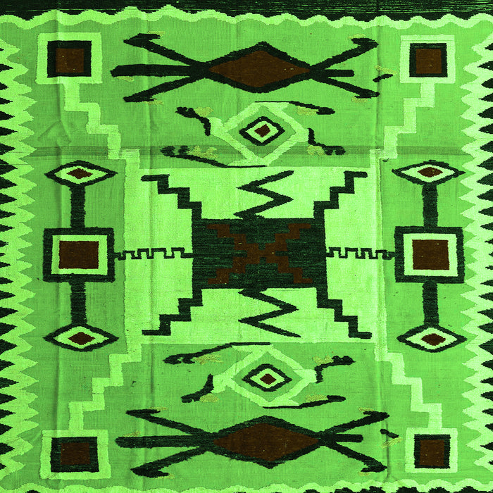 Square Southwestern Green Country Rug, abs5214grn