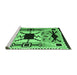 Sideview of Machine Washable Southwestern Emerald Green Country Area Rugs, wshabs5214emgrn