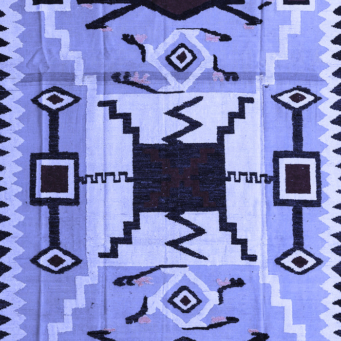 Machine Washable Southwestern Blue Country Rug, wshabs5214blu