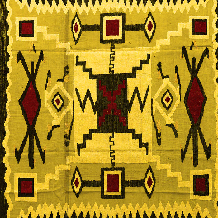 Square Southwestern Yellow Country Rug, abs5214yw