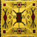 Square Southwestern Yellow Country Rug, abs5214yw