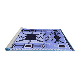 Sideview of Machine Washable Southwestern Blue Country Rug, wshabs5214blu