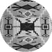 Round Southwestern Gray Country Rug, abs5214gry