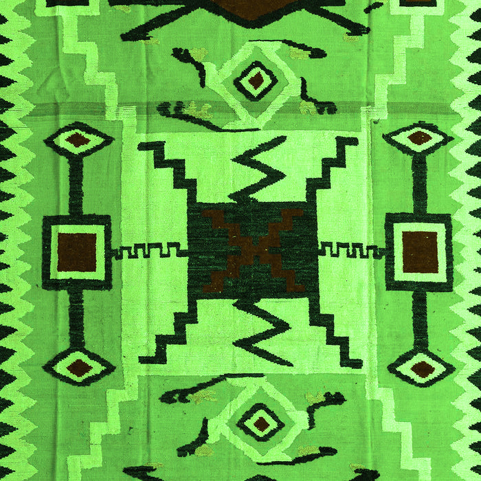 Machine Washable Southwestern Green Country Area Rugs, wshabs5214grn