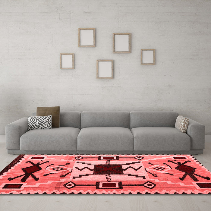 Country Red Washable Rugs
