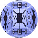 Round Southwestern Blue Country Rug, abs5214blu