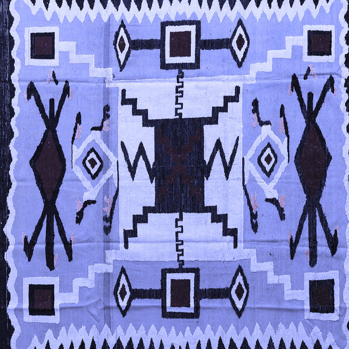 Square Southwestern Blue Country Rug, abs5214blu