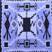 Square Southwestern Blue Country Rug, abs5214blu