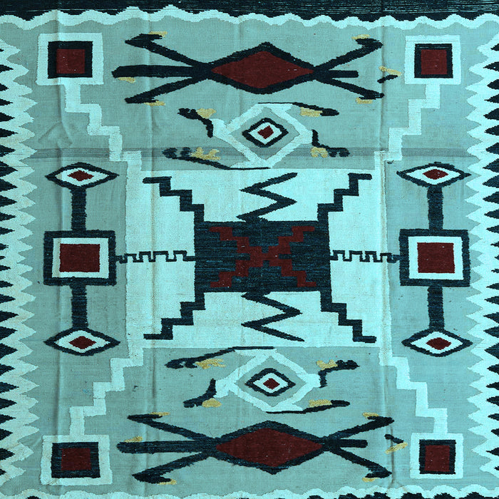 Square Southwestern Light Blue Country Rug, abs5214lblu