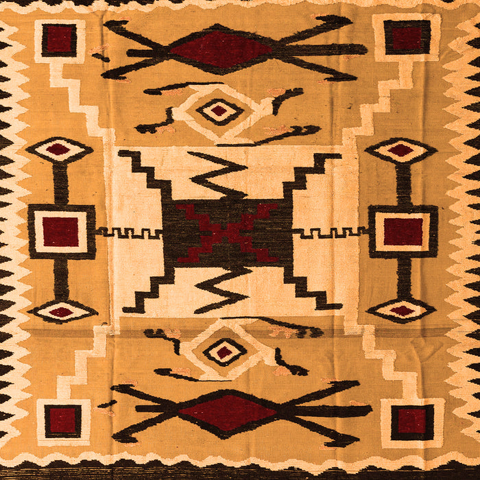 Square Machine Washable Southwestern Orange Country Area Rugs, wshabs5214org