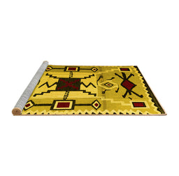 Sideview of Machine Washable Southwestern Yellow Country Rug, wshabs5214yw
