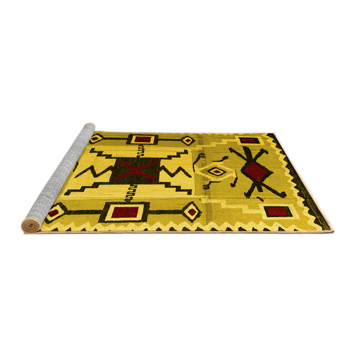 Sideview of Machine Washable Southwestern Yellow Country Rug, wshabs5214yw