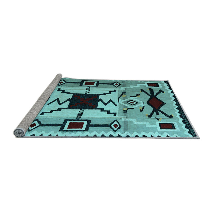 Sideview of Machine Washable Southwestern Light Blue Country Rug, wshabs5214lblu