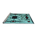 Sideview of Machine Washable Southwestern Light Blue Country Rug, wshabs5214lblu