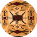 Round Southwestern Orange Country Rug, abs5214org