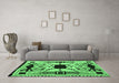 Machine Washable Southwestern Emerald Green Country Area Rugs in a Living Room,, wshabs5214emgrn