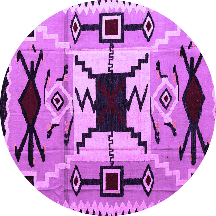Round Machine Washable Southwestern Purple Country Area Rugs, wshabs5214pur