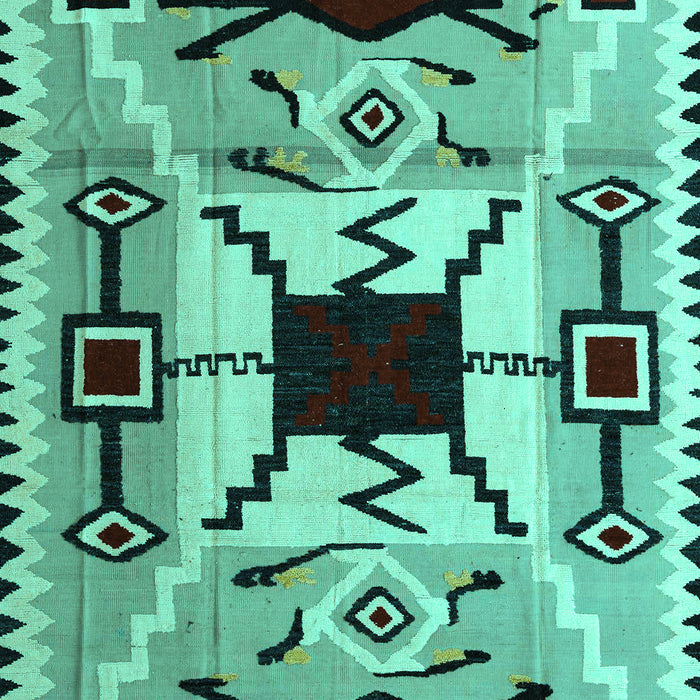 Machine Washable Southwestern Turquoise Country Area Rugs, wshabs5214turq
