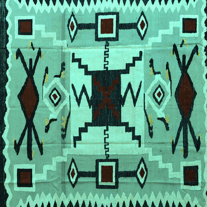 Square Southwestern Turquoise Country Rug, abs5214turq