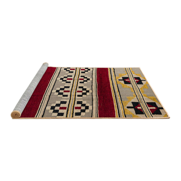 Sideview of Machine Washable Abstract Brown Sugar Brown Rug, wshabs5215
