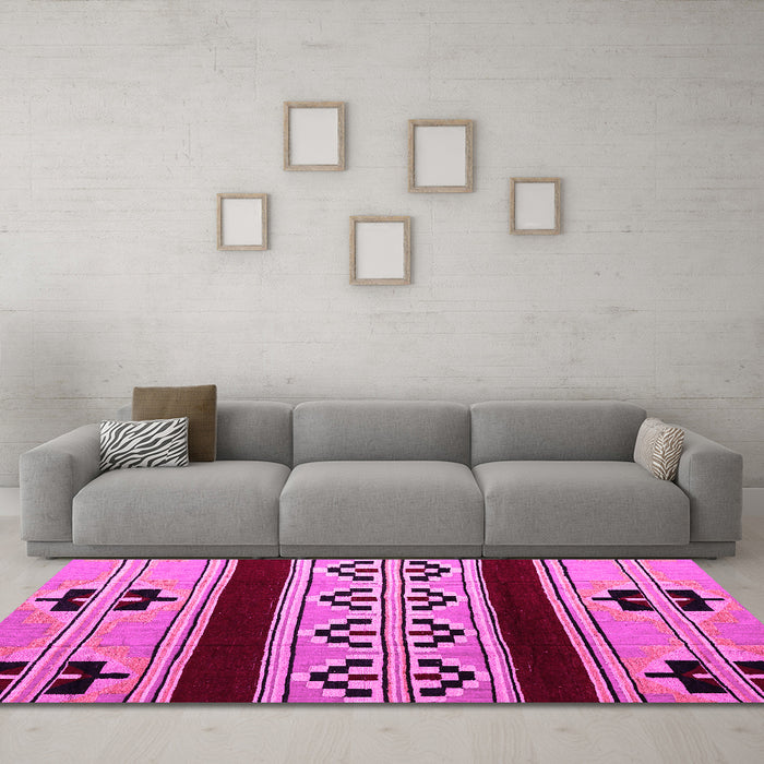 Machine Washable Southwestern Pink Country Rug in a Living Room, wshabs5215pnk