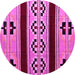 Round Machine Washable Southwestern Pink Country Rug, wshabs5215pnk