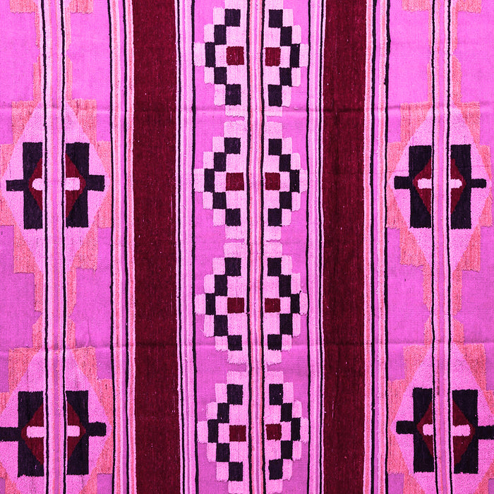 Square Machine Washable Southwestern Pink Country Rug, wshabs5215pnk