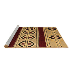Sideview of Machine Washable Southwestern Brown Country Rug, wshabs5215brn