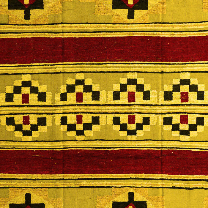 Machine Washable Southwestern Yellow Country Rug, wshabs5215yw