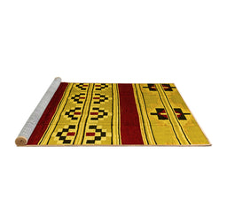 Sideview of Machine Washable Southwestern Yellow Country Rug, wshabs5215yw