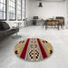 Round Abstract Brown Southwestern Rug in a Office, abs5215