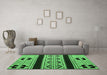 Machine Washable Southwestern Emerald Green Country Area Rugs in a Living Room,, wshabs5215emgrn