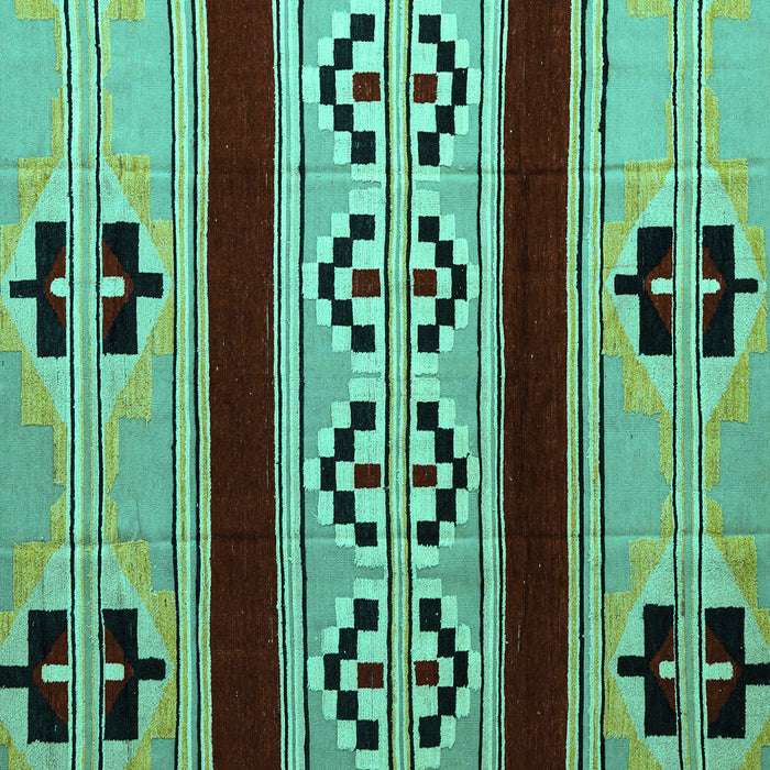 Square Southwestern Turquoise Country Rug, abs5215turq