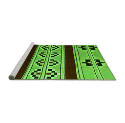 Sideview of Machine Washable Southwestern Green Country Area Rugs, wshabs5215grn