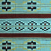 Square Southwestern Light Blue Country Rug, abs5215lblu