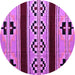Round Machine Washable Southwestern Purple Country Area Rugs, wshabs5215pur
