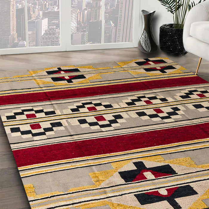 Abstract Brown Southwestern Rug in Family Room, abs5215