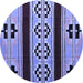 Round Southwestern Blue Country Rug, abs5215blu