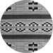 Round Machine Washable Southwestern Gray Country Rug, wshabs5215gry