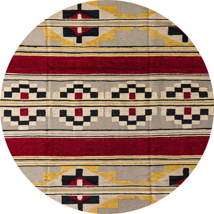 Round Abstract Brown Southwestern Rug, abs5215