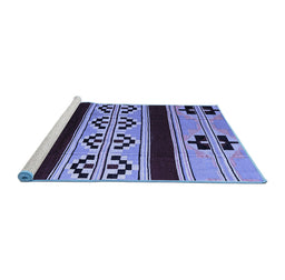 Sideview of Machine Washable Southwestern Blue Country Rug, wshabs5215blu