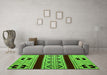 Machine Washable Southwestern Green Country Area Rugs in a Living Room,, wshabs5215grn