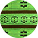 Round Southwestern Green Country Rug, abs5215grn