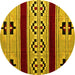 Round Southwestern Yellow Country Rug, abs5215yw