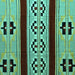 Square Machine Washable Southwestern Turquoise Country Area Rugs, wshabs5215turq