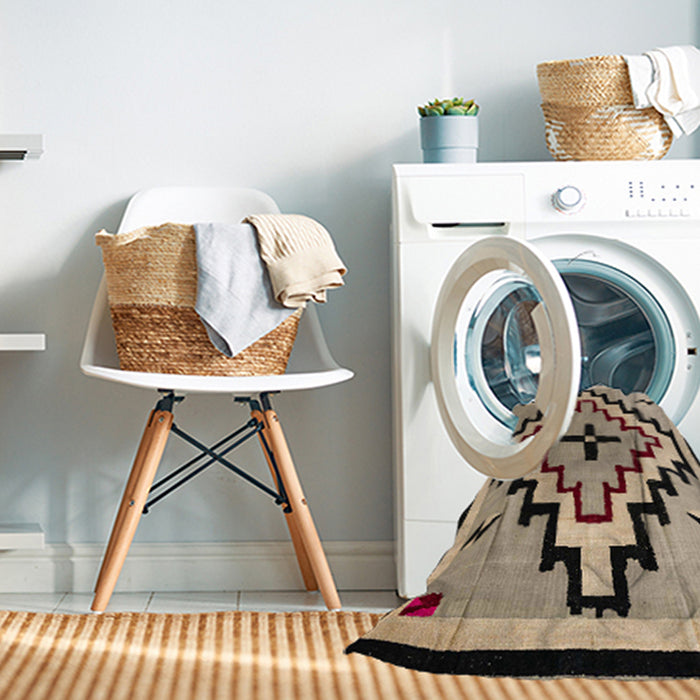 Machine Washable Abstract Dark Brown Rug in a Washing Machine, wshabs5216