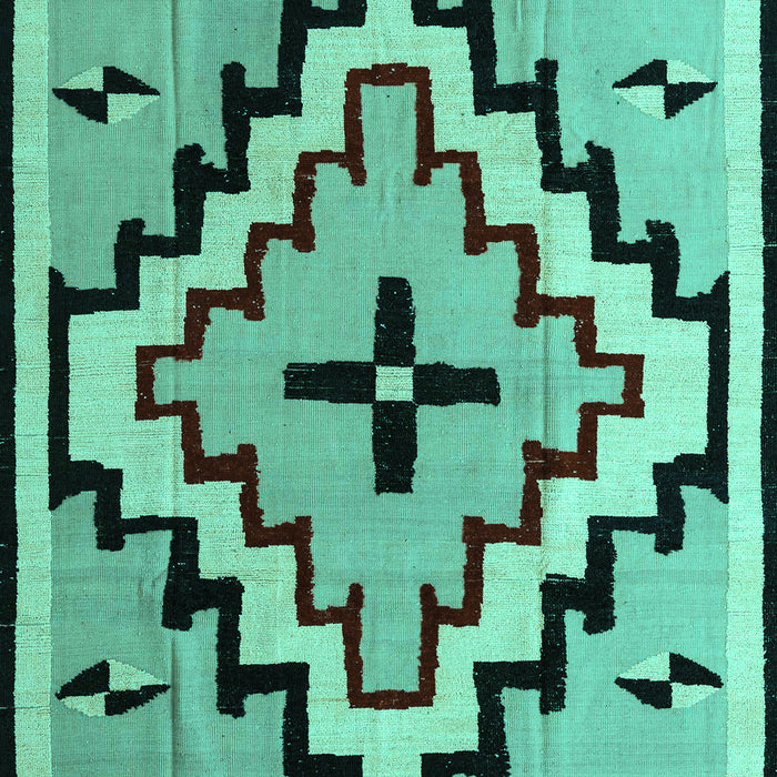 Machine Washable Southwestern Turquoise Country Area Rugs, wshabs5216turq